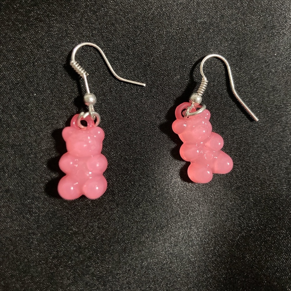 Pink gummy bear earrings